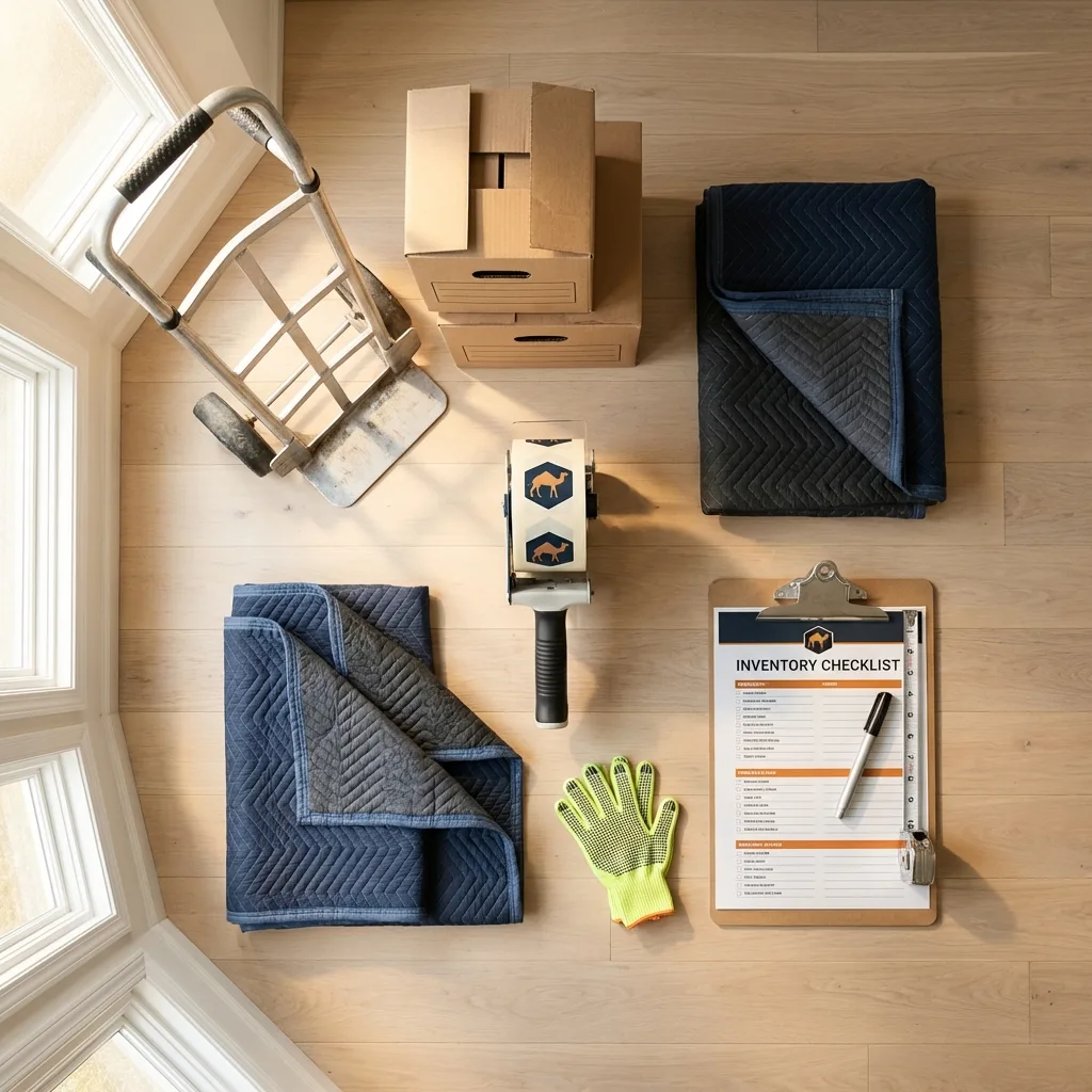 Professional moving supplies and packing materials layout for Cumberland residential relocations